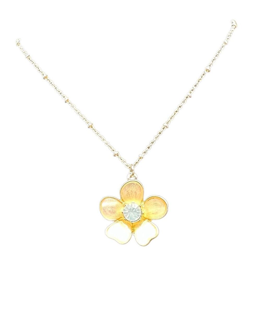LC Lauren Conrad Rose Gold Tone Mother-of-Pearl Floral Long Pendant Necklace
